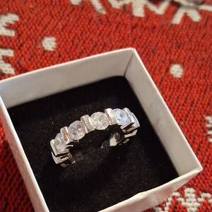 Elegant Silver Band with Clear Stones